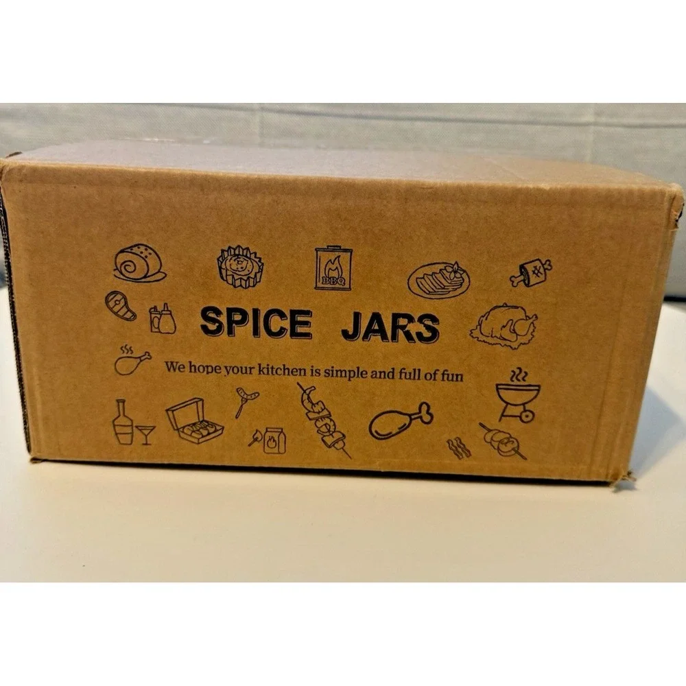 Set of 25 Glass Spice Jars Square 4